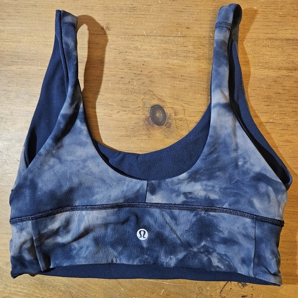 Lululemon Soulcycle Navy Blue Diamond Dye Reversible Align Bra Crop Tank Sz 6 - Picture 2 of 9